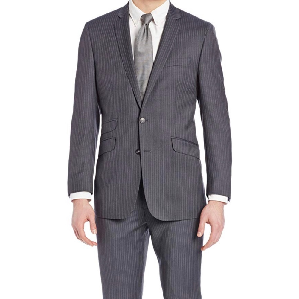 Ben Sherman Men's Suit Gray pinstripe 44L